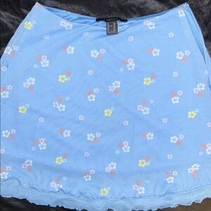 Forever 21 Light Blue Floral Skirt